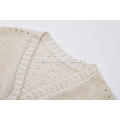 Cardigan da bambina in maglia con ricamo Pointelle Logo Cape